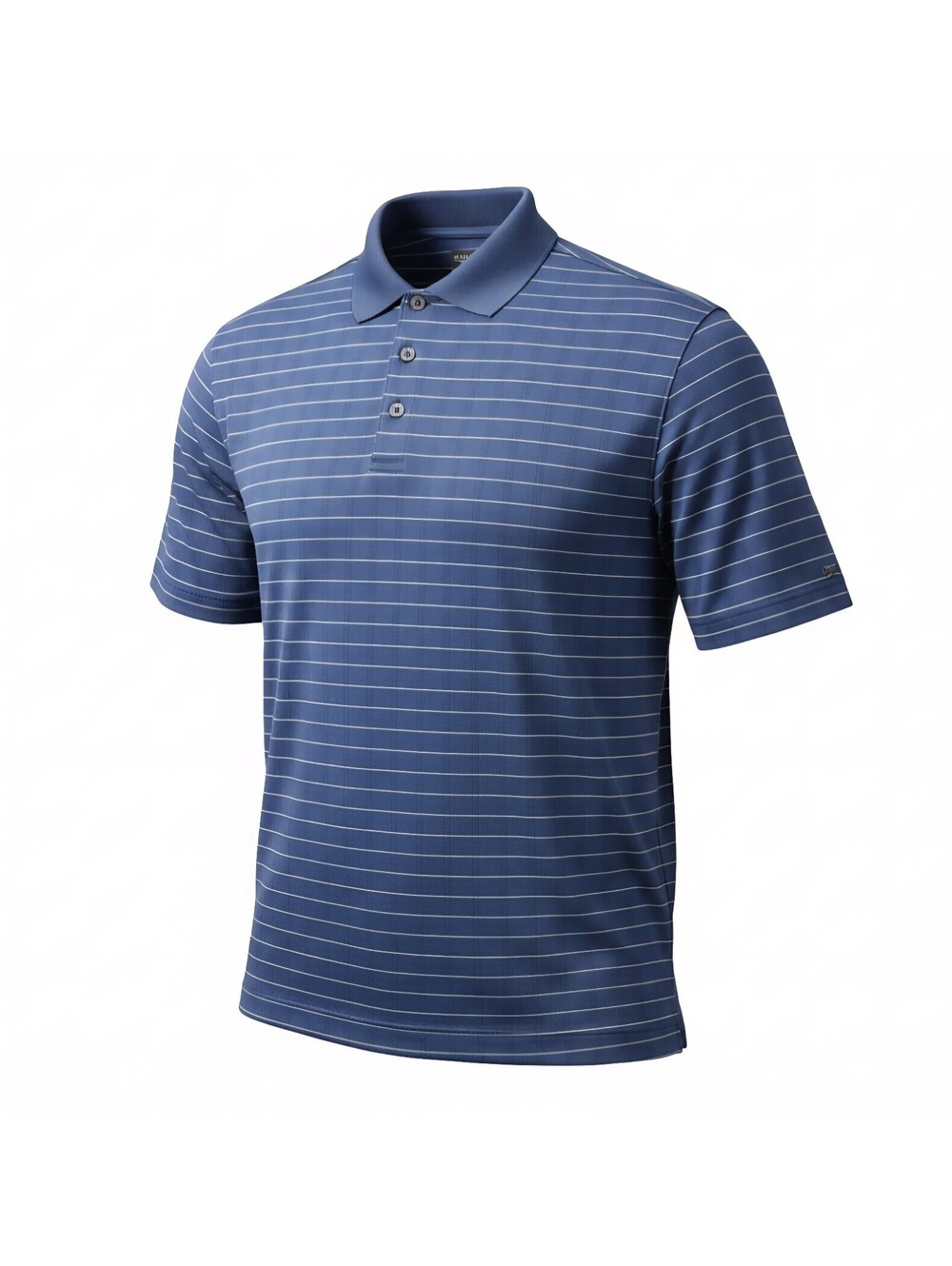 Nike Tiger Woods Golf Polo Mens Size Medium Blue Fine Stripe Cotton Blend Textur